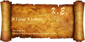 Kling Elemér névjegykártya