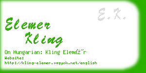 elemer kling business card